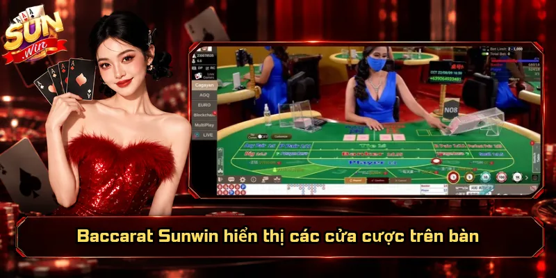 Baccarat Sunwin hiển thị các cửa cược trên bàn