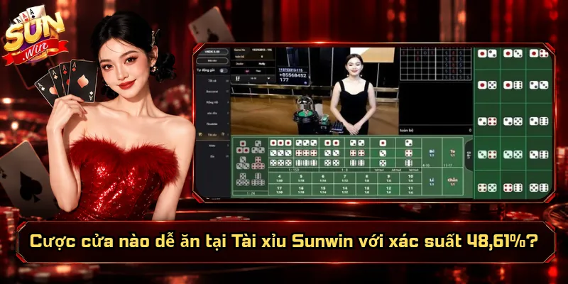 Cược Cửa Nào Dễ Ăn Tại Tài Xỉu Sunwin? Đâu Là Lựa Chọn Tốt? 1 Cược cửa nào dễ ăn tại Tài xỉu Sunwin với xác suất 48,61%?
